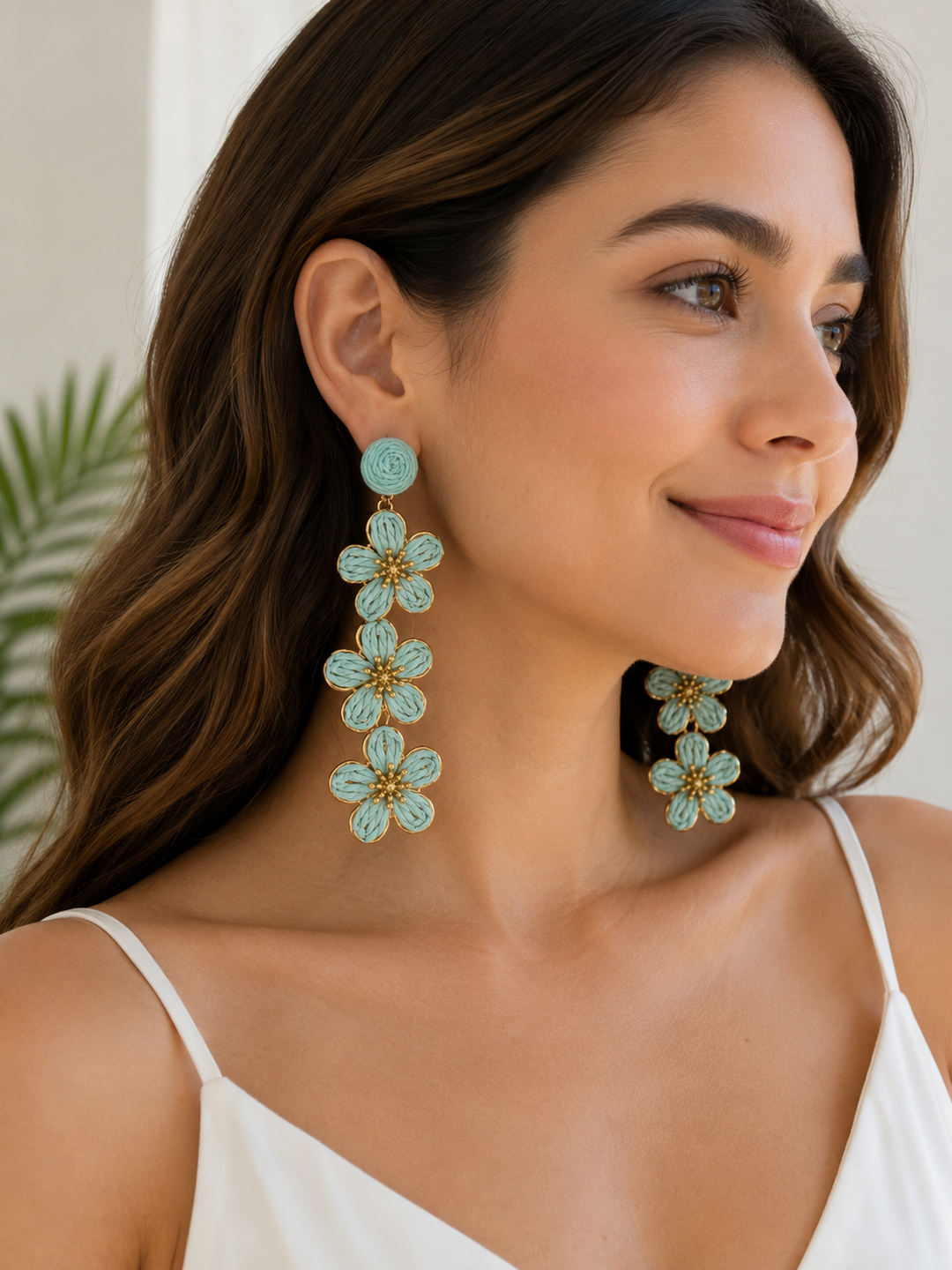 Turquoise Bloom Statement Earrings