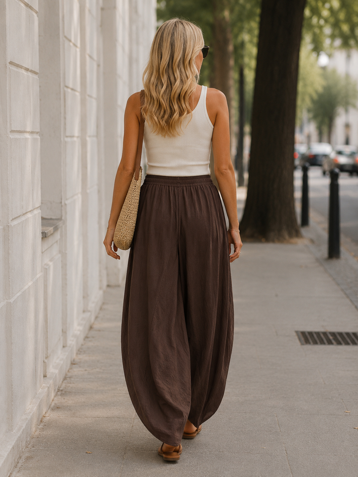 Zelinda Barrel Leg Trousers Chocolate