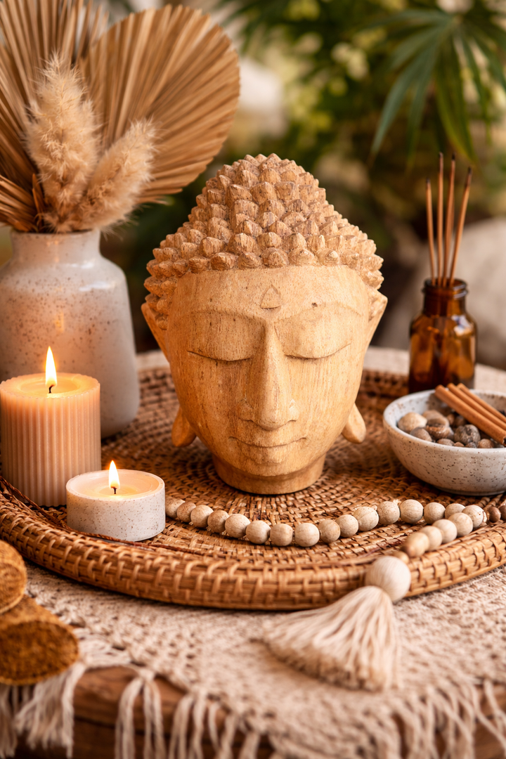 Teak Buddha's Head Carving 24cms