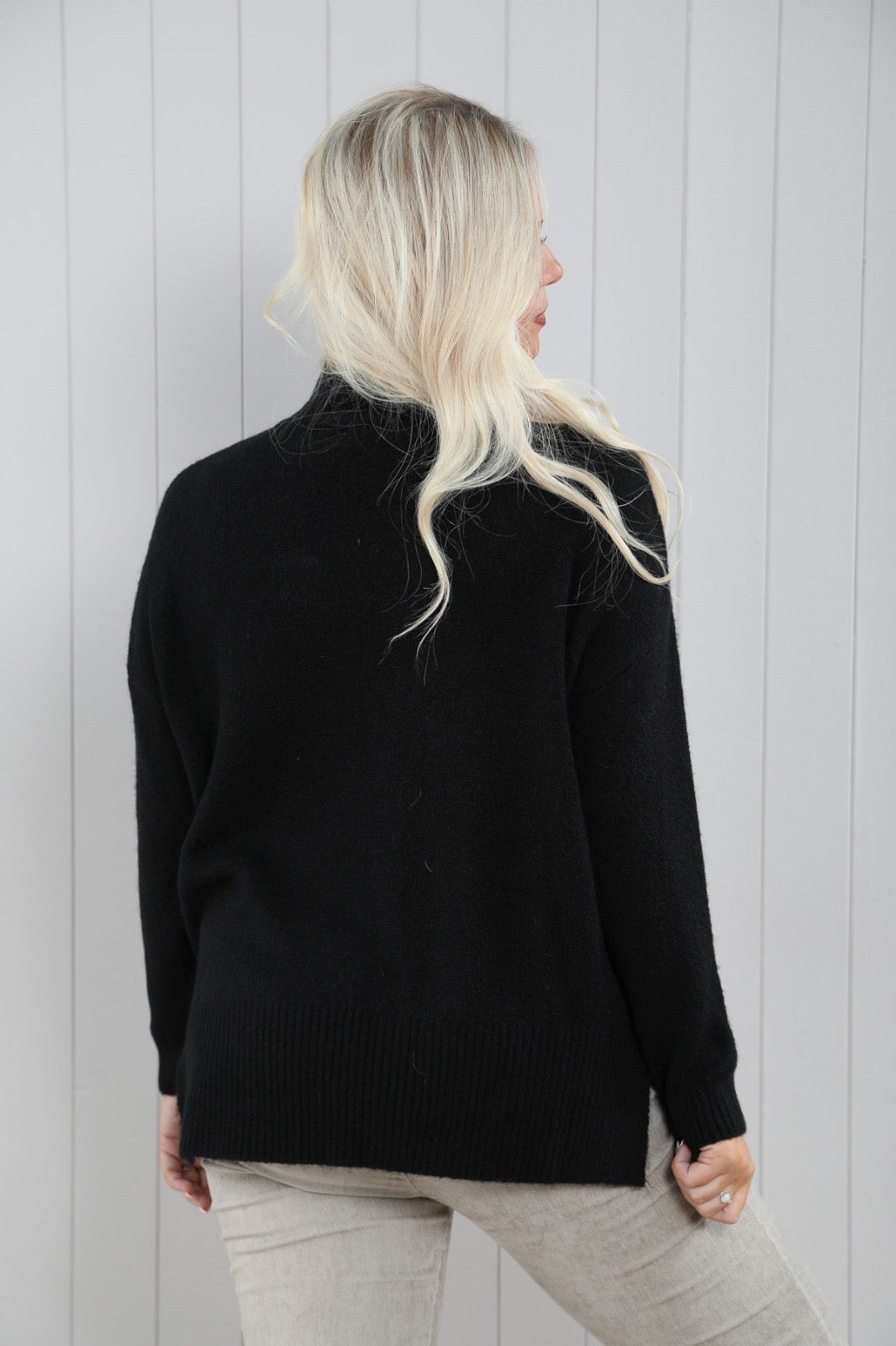 Shelby Soft Side Split Jumper Black