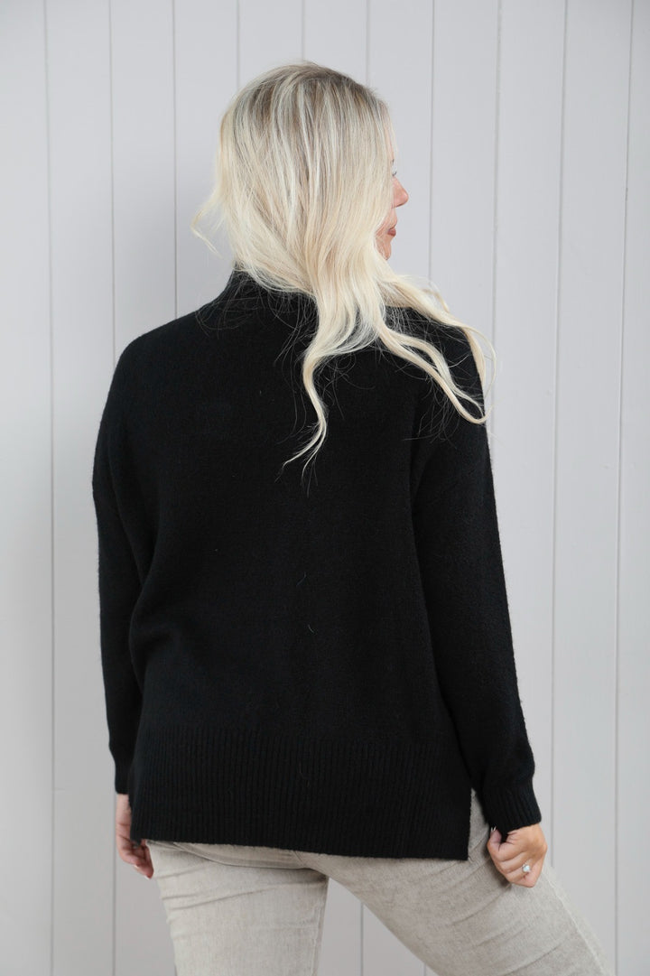 Shelby Soft Side Split Jumper Black