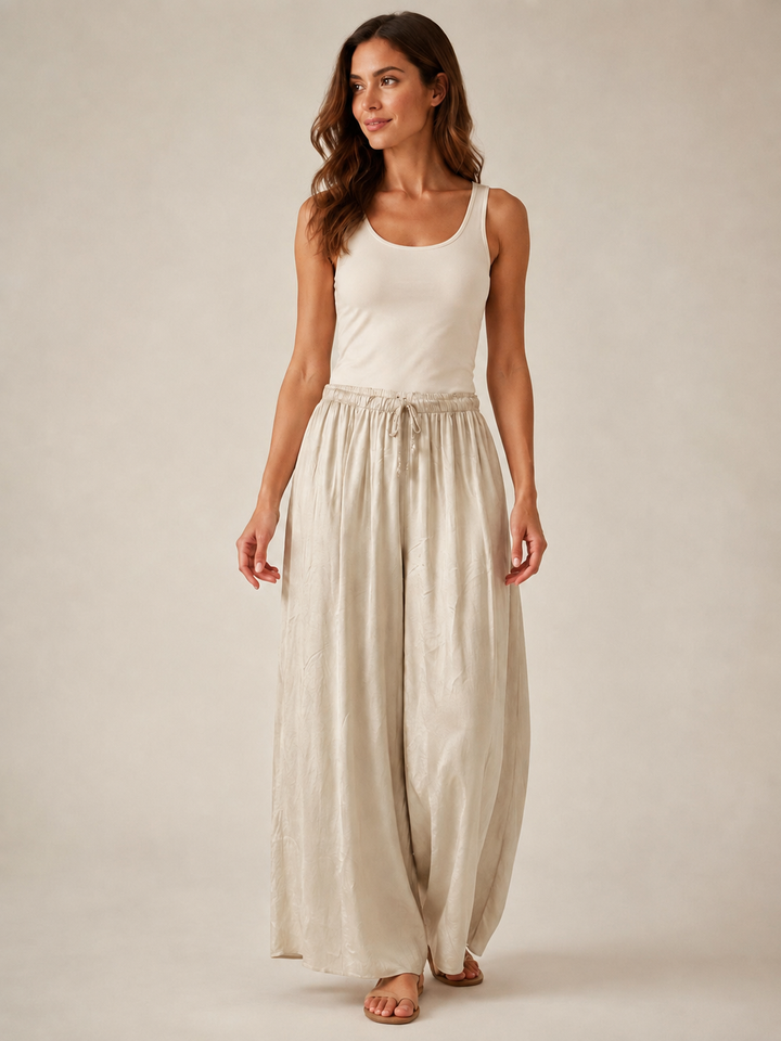 Portofino Silky Trousers Champagne