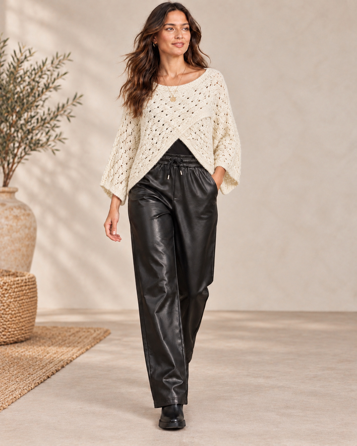 Cora Cross Open Knit Jumper Cream