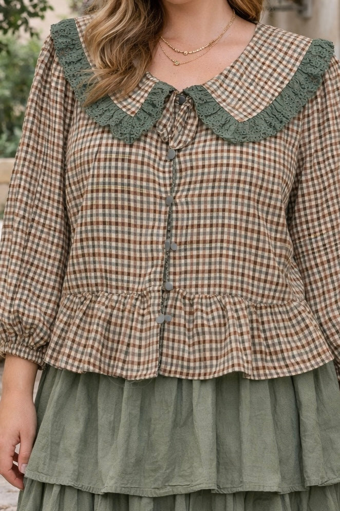 Broderie Frill Heritage Shirt Sage