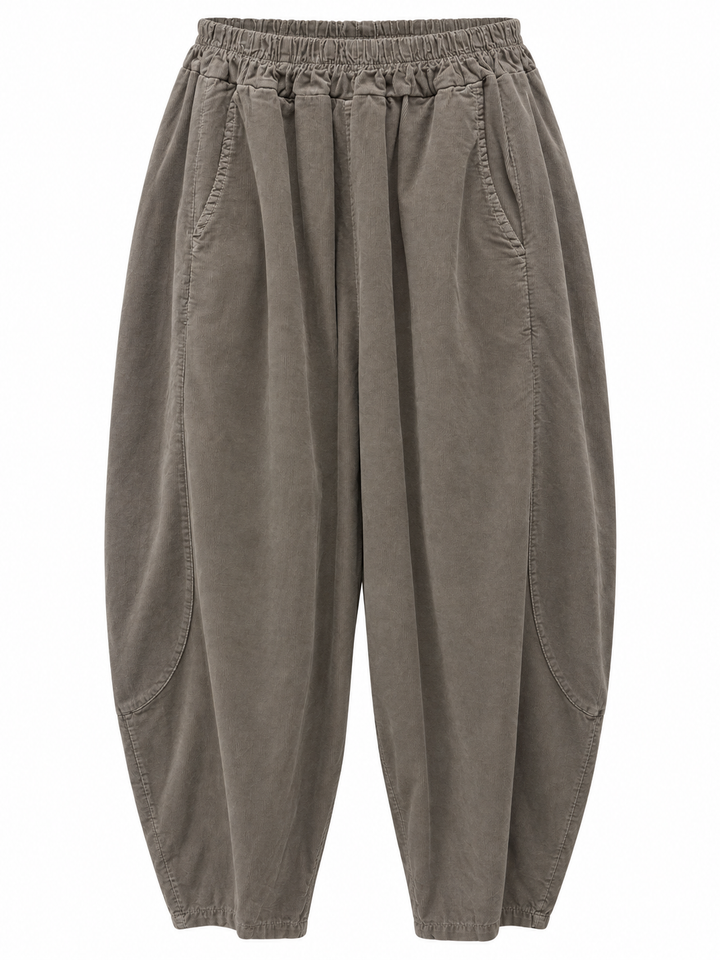 Tamara Needlecord Barrel Leg Trouser Taupe