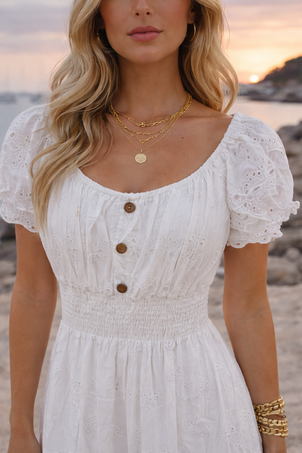 Bianca Broderie Anglaise Maxi Dress White