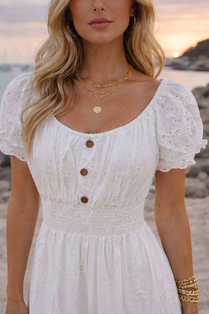 Bianca Broderie Anglaise Maxi Dress White