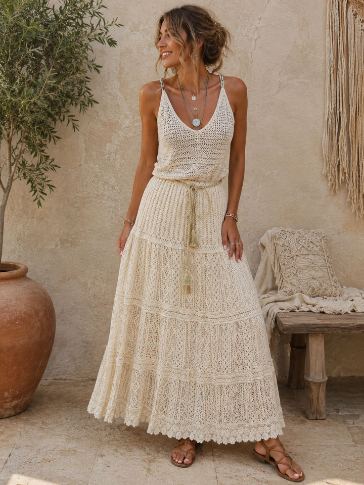 Mary Crochet skirt  Beige