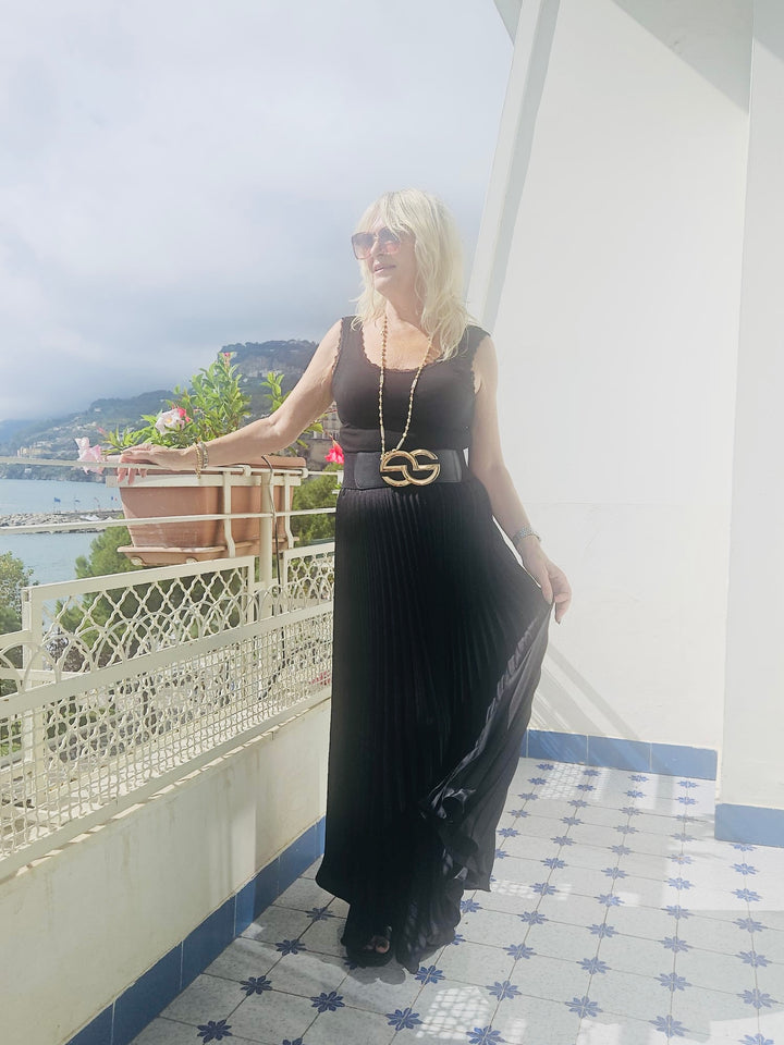 Satin Pleated Skirt Black