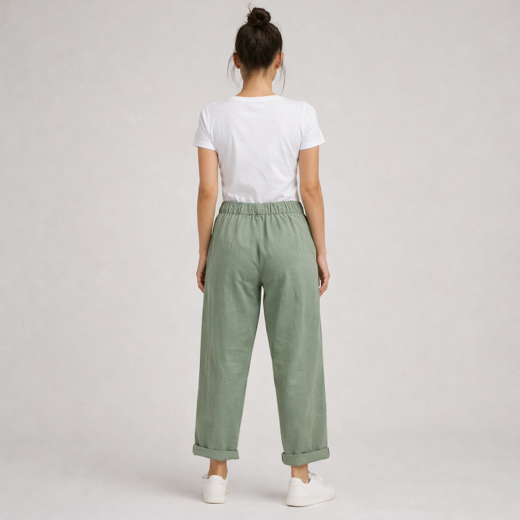 Mimi Barrel Leg Trousers Khaki