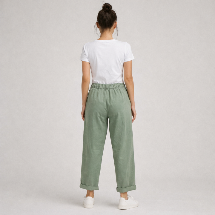 Mimi Barrel Leg Trousers Khaki
