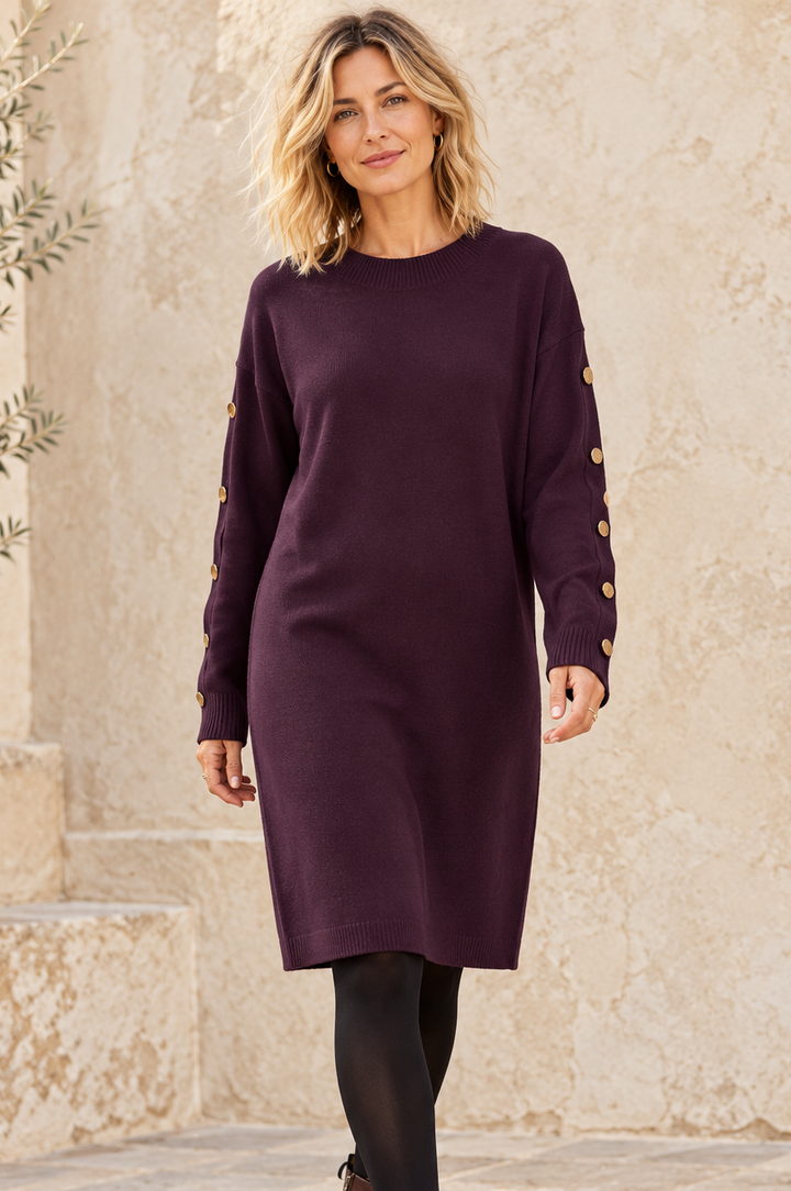 Bellissima Button Jumper Dress Plum