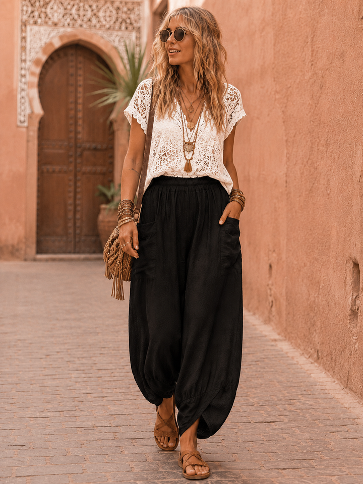 Tahlia Barrel Leg Trousers Black