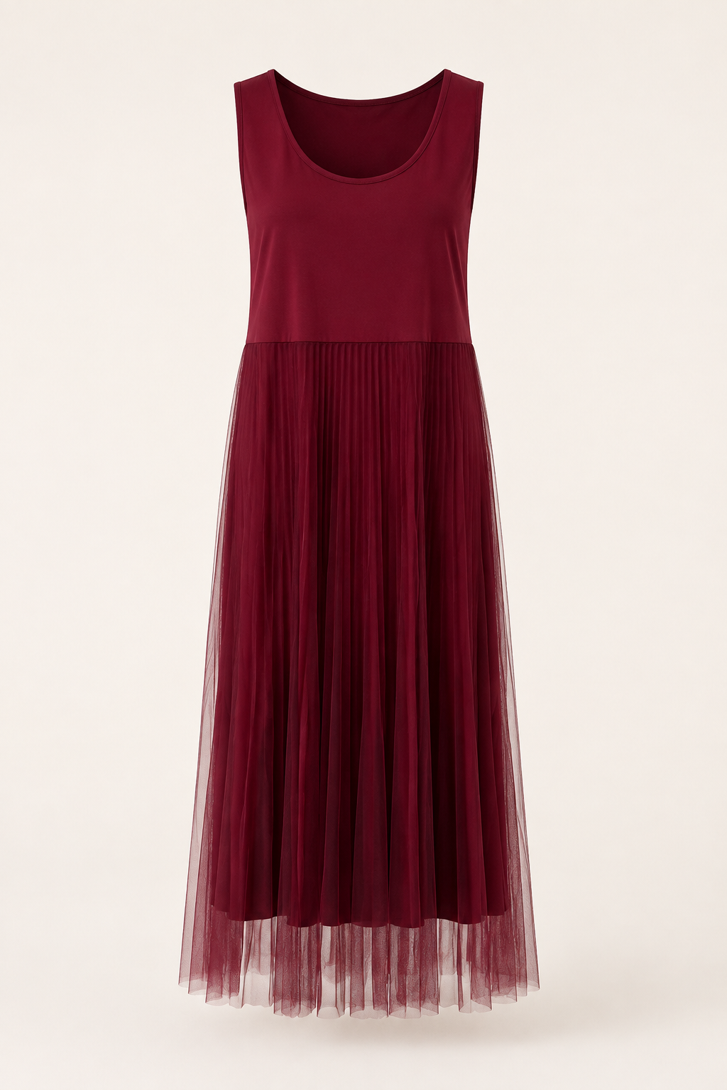 Marie Pleat Voil Dress Claret
