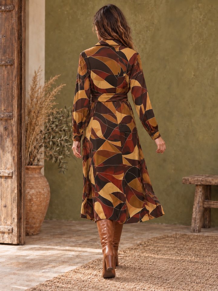 Clarice Abstract Dress Rust