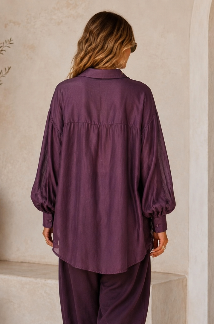 Sienna Silky Tencel Blouse Plum