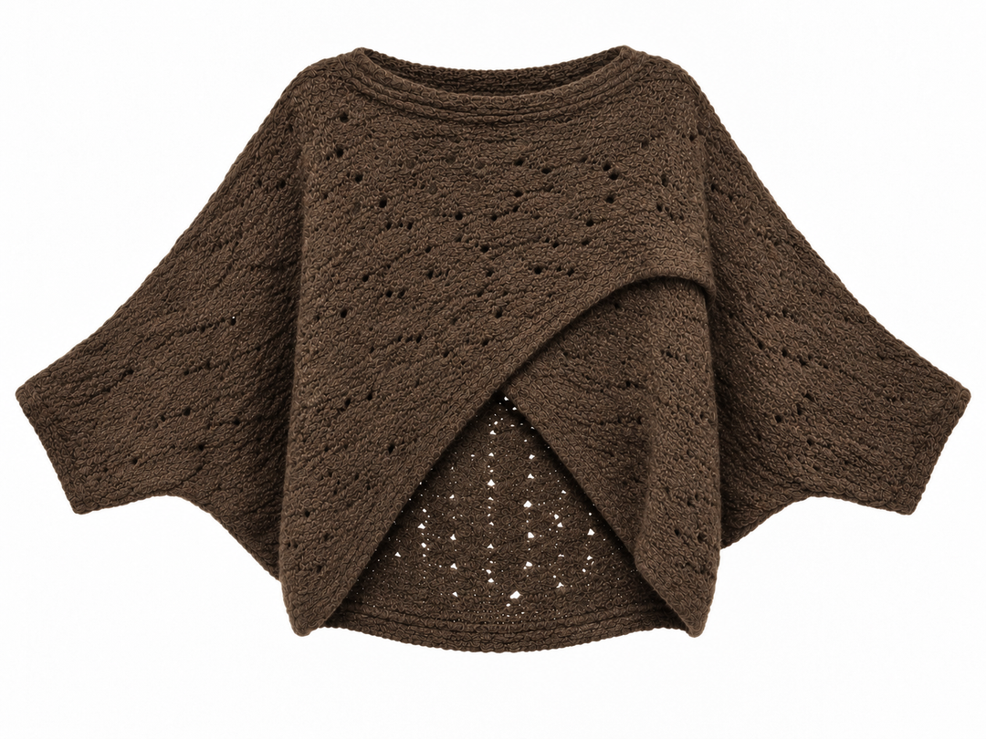 Cora Cross Open Knit Jumper Chocolate