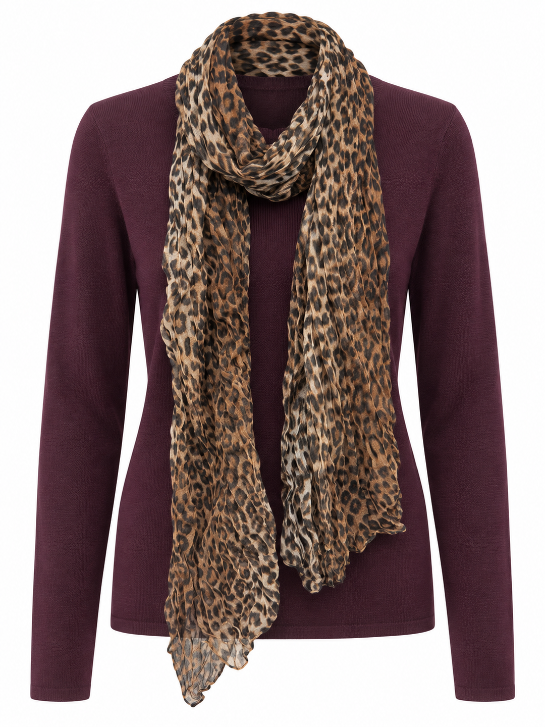 Leopard Scarf & Jumper Set Burgundy