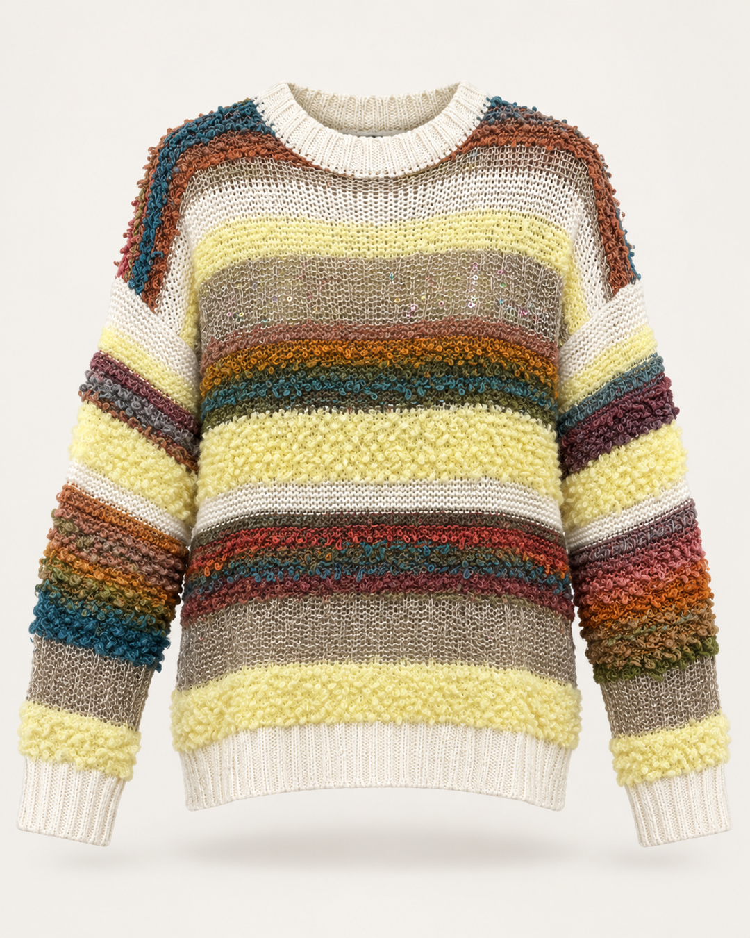 Popcorn Stripe Wool Blend Jumper Lemon