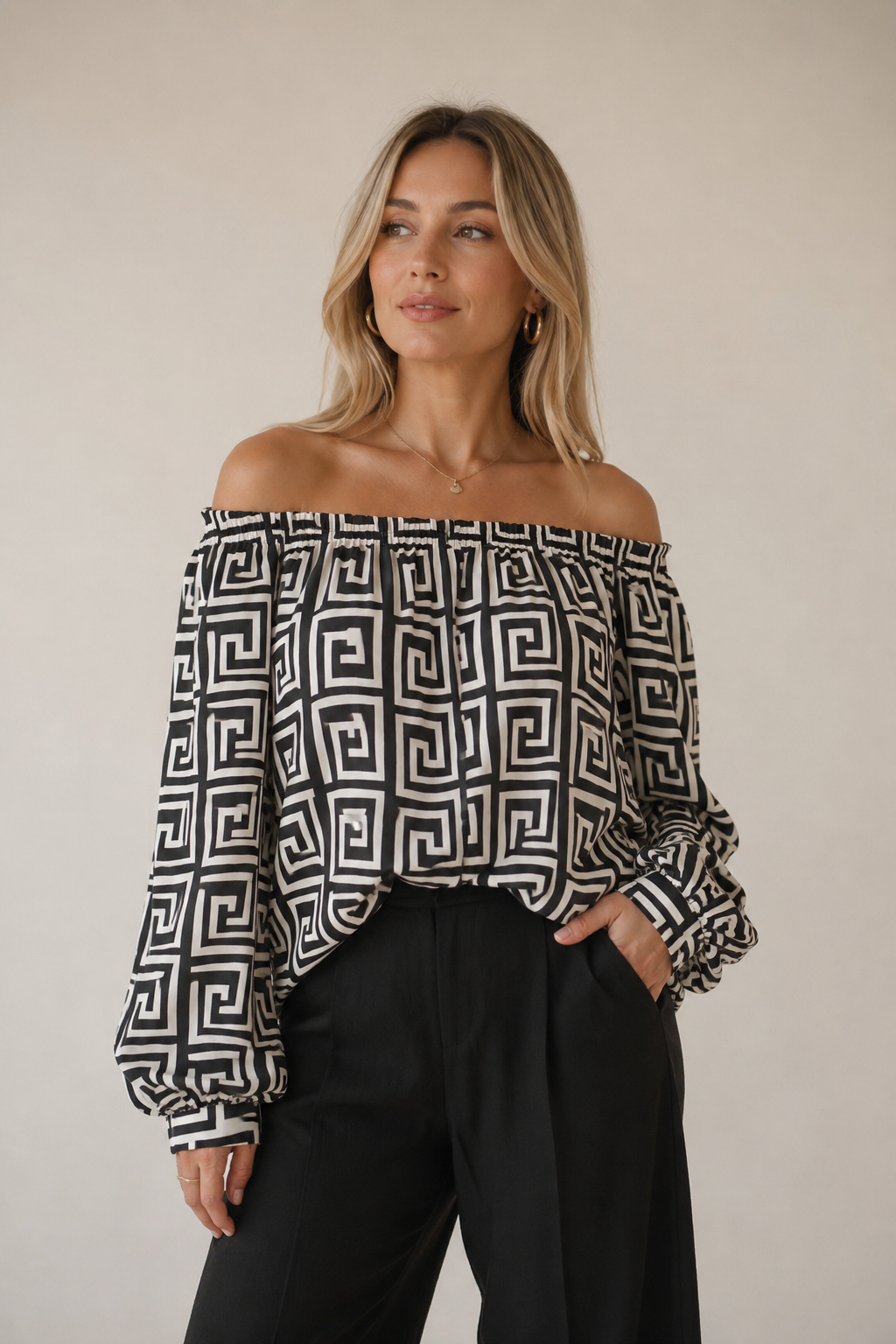 Zendi print Gypsy top Cream