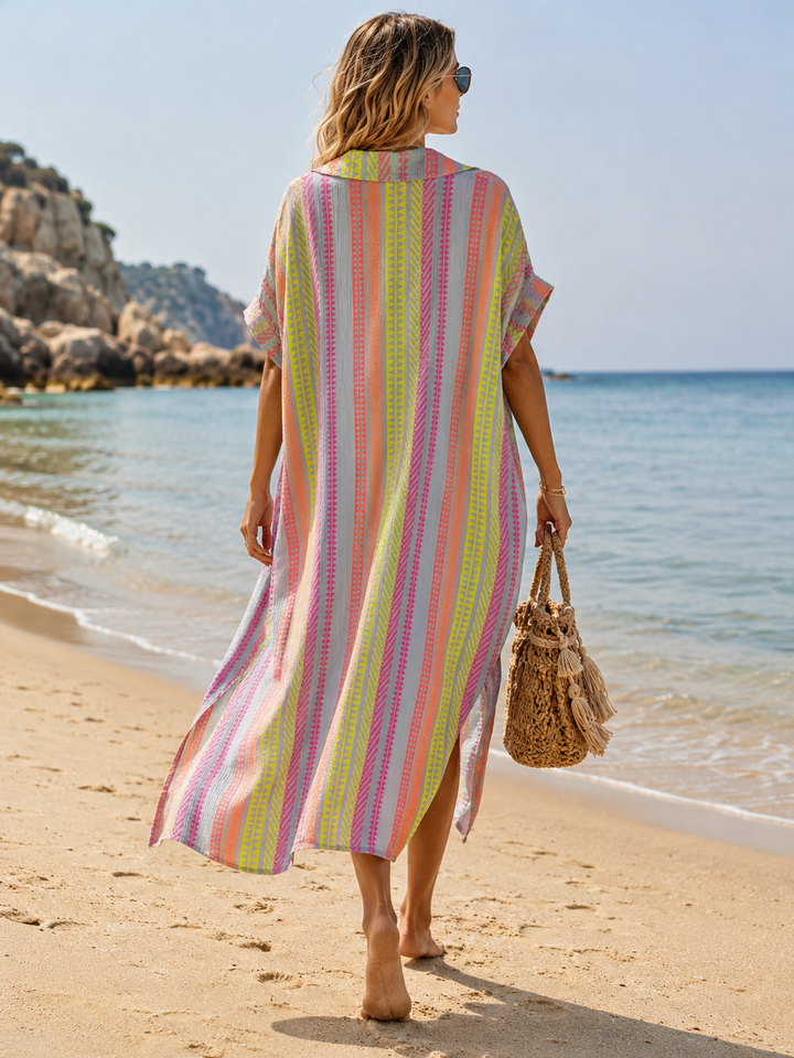 Addison Neon Aztec Tunic Dress Grey