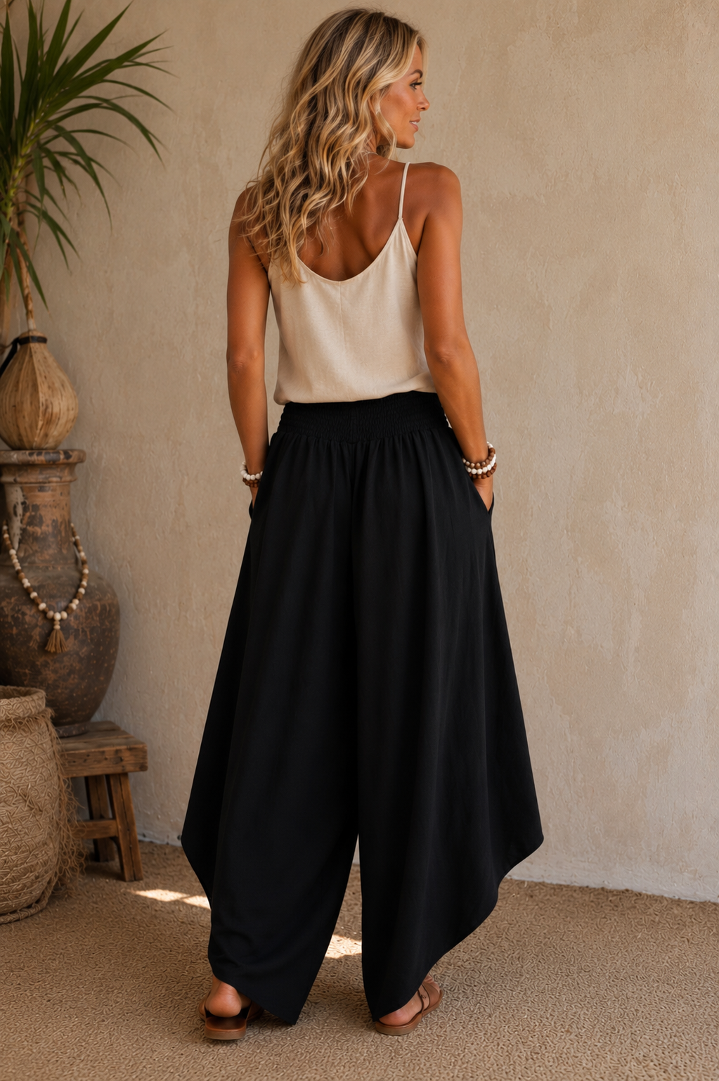 Calista Draped Harem Trousers Black