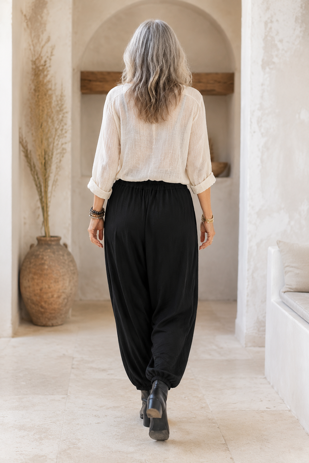 Firenze Balloon Harem Trousers Black