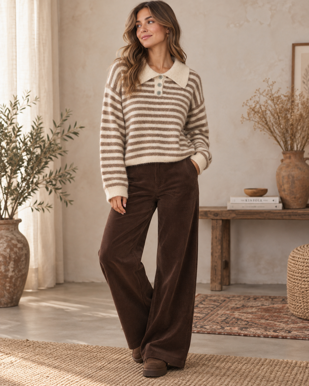 Stella Stripe Jumper Camel
