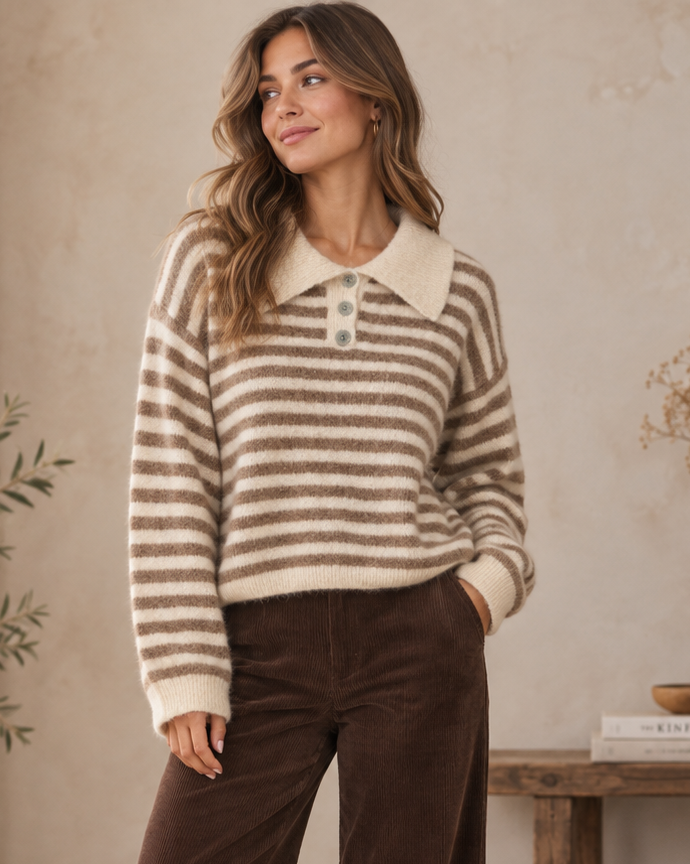 Stella Stripe Jumper Camel