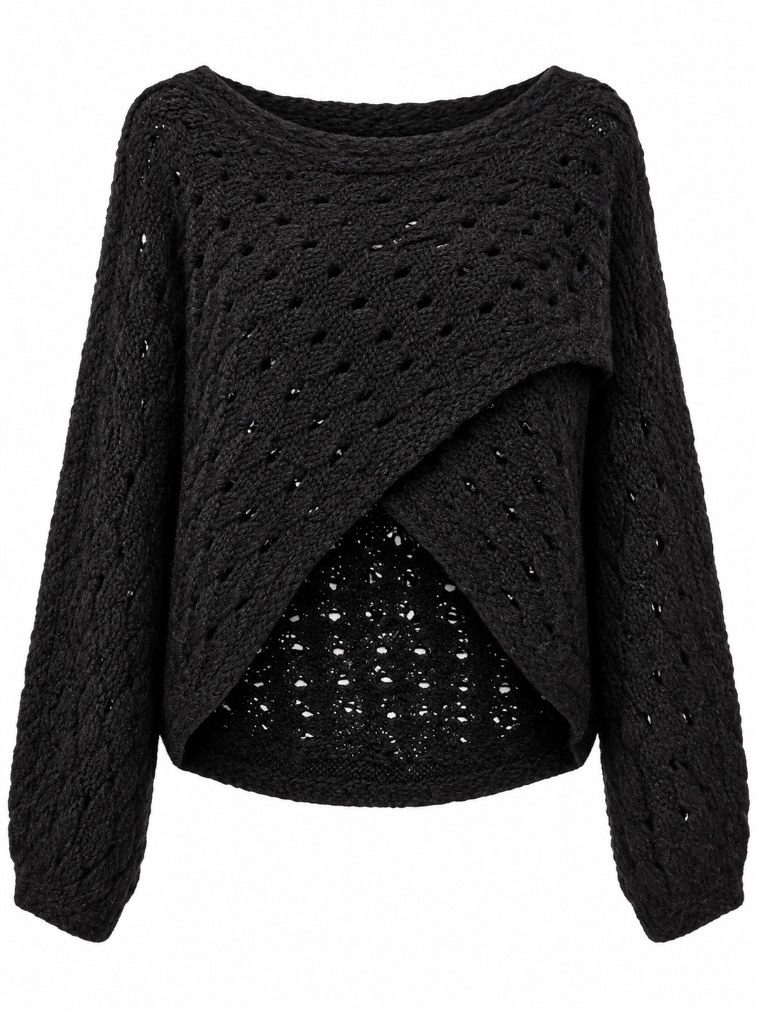 Cora Cross Open Knit Jumper Black
