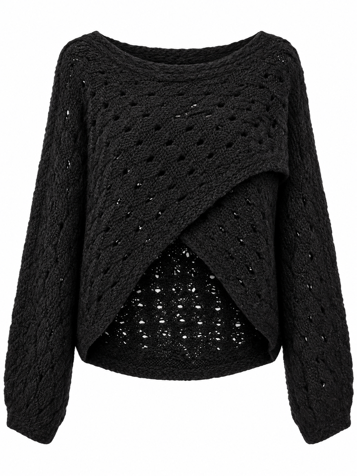 Cora Cross Open Knit Jumper Black
