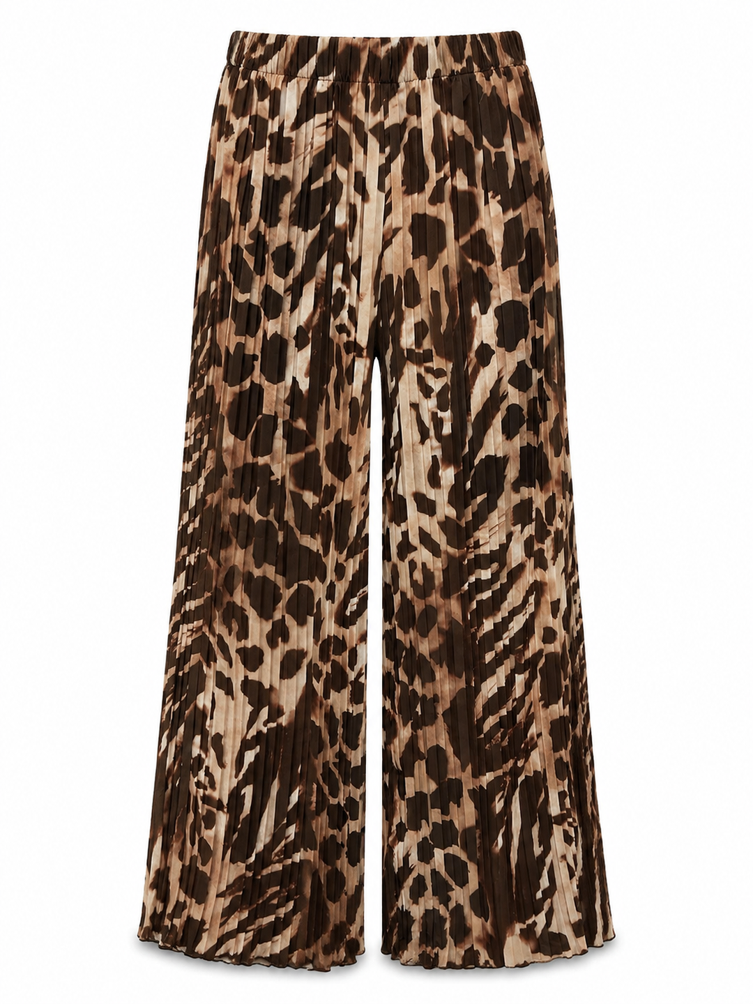 Leopard Print Pleat Trousers Chocolate