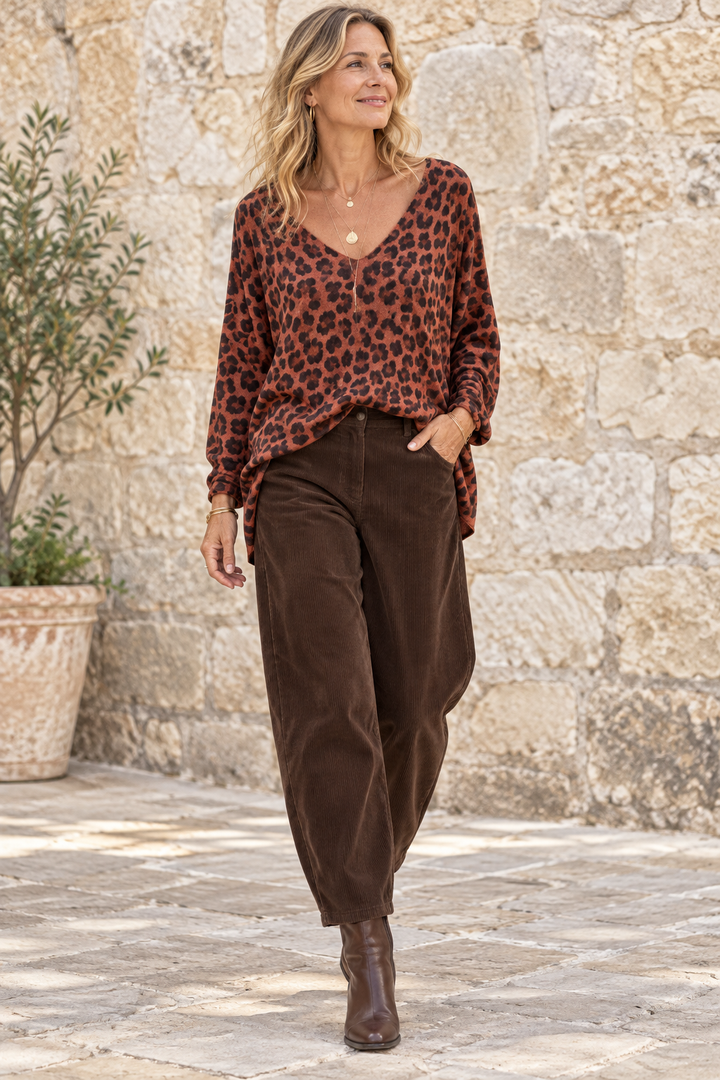 Leona Leopard Top Rust