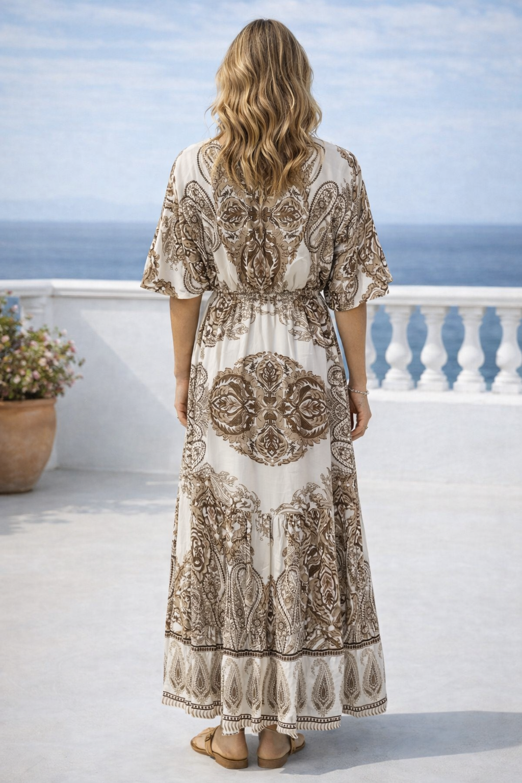 Piyana Paisley Maxi Dress Cream