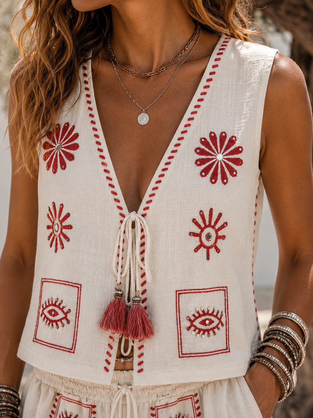 Cadiz Co Ord Set Cream/Terracotta
