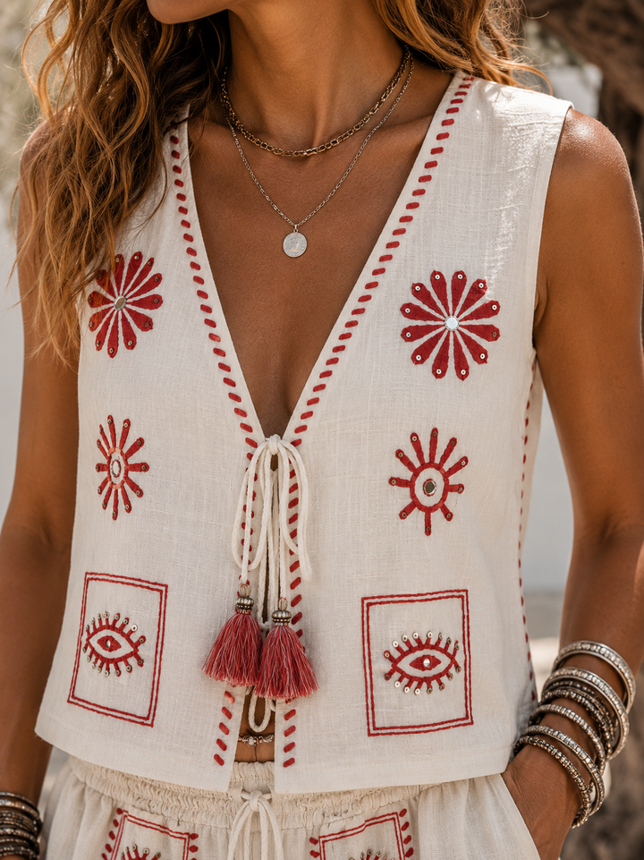 Cadiz Co Ord Set Cream/Terracotta