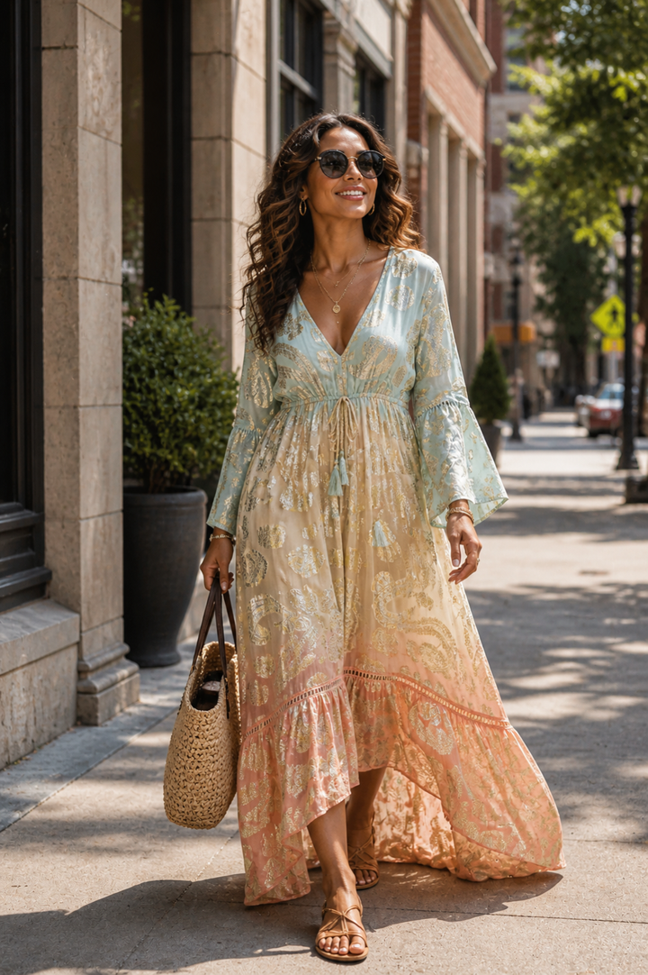 Itzel High/Low Maxi dress Turquoise