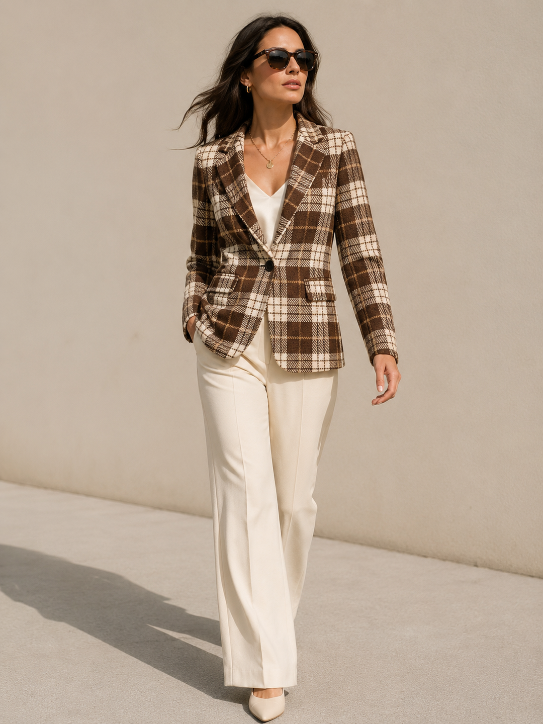 Sabina Checked Blazer Chocolate