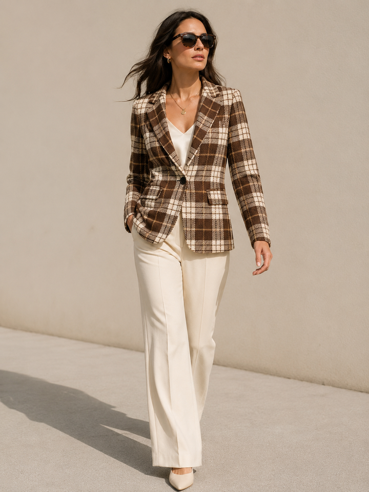 Sabina Checked Blazer Chocolate