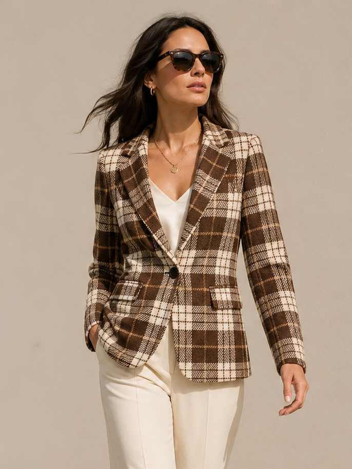 Sabina Checked Blazer Chocolate