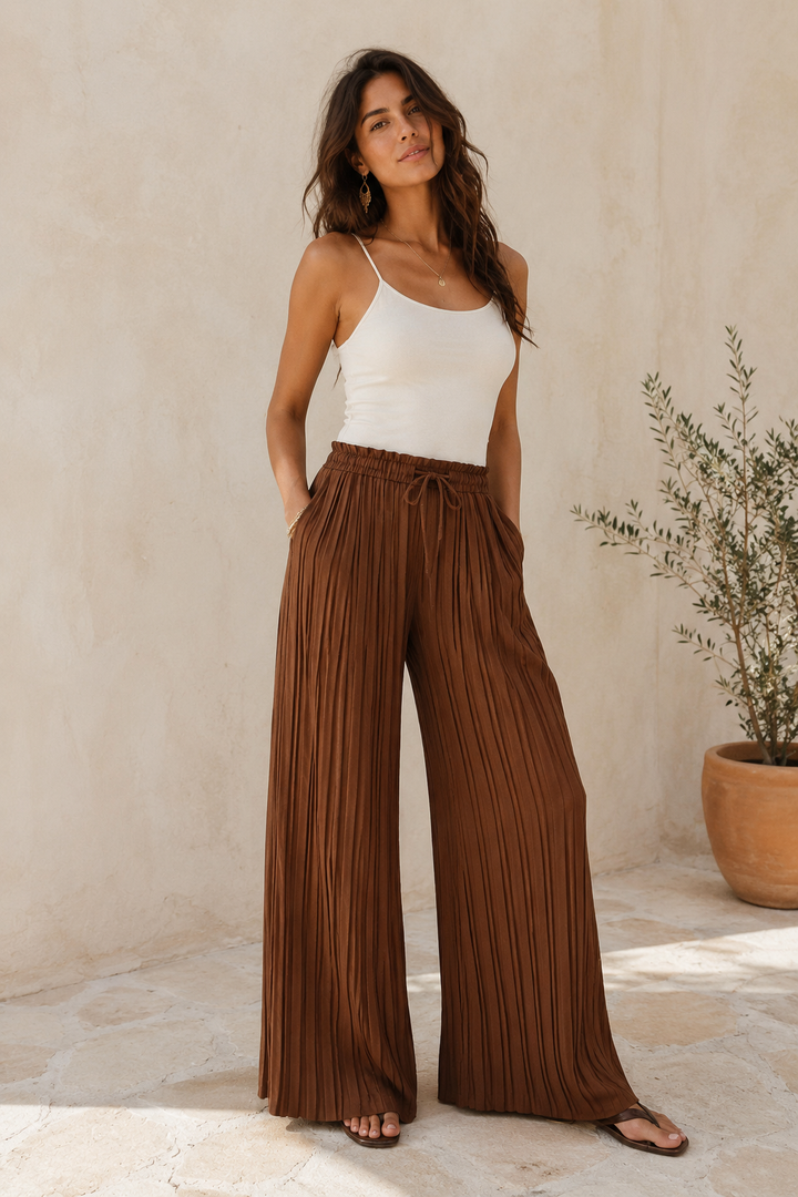 Polly Pleat Trousers Chocolate