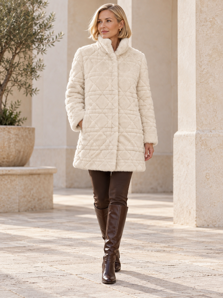 Eira Faux Fur Coat Cream