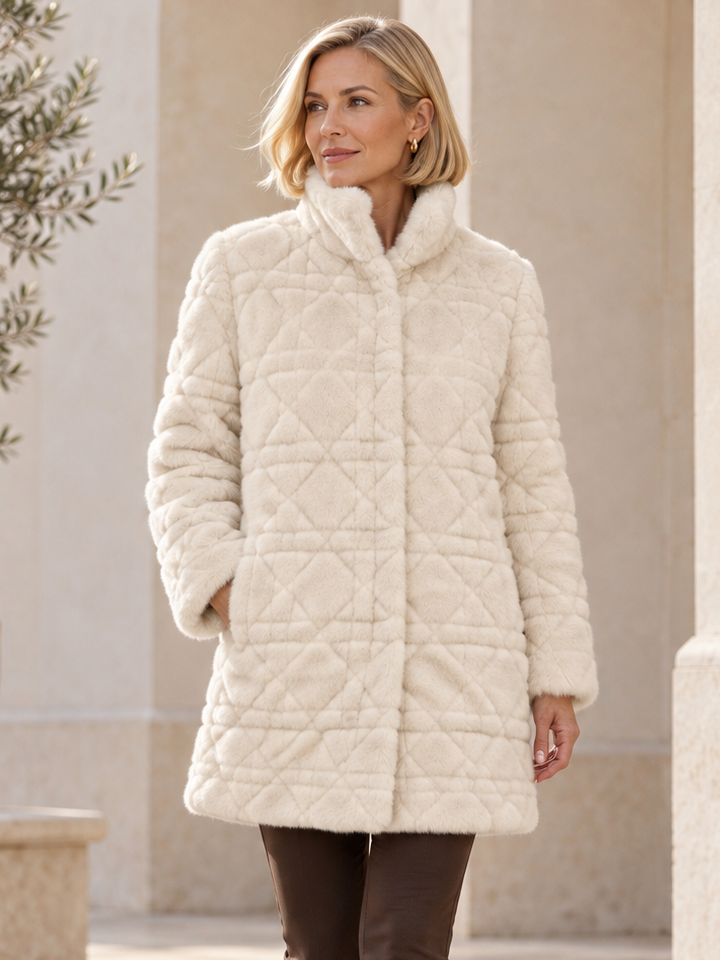 Eira Faux Fur Coat Cream