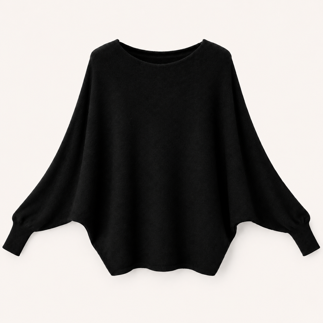 Mila Soft Knit Batwing Jumper Black