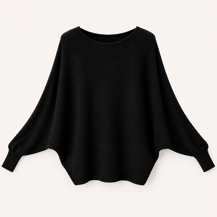 Mila Soft Knit Batwing Jumper Black