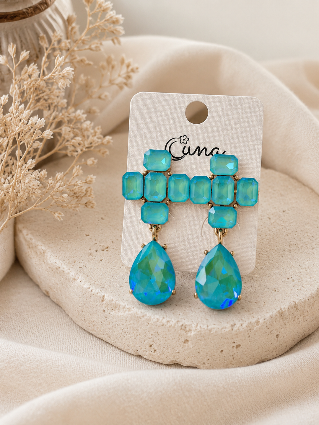Aqua Aurora Crystal Drop Earrings