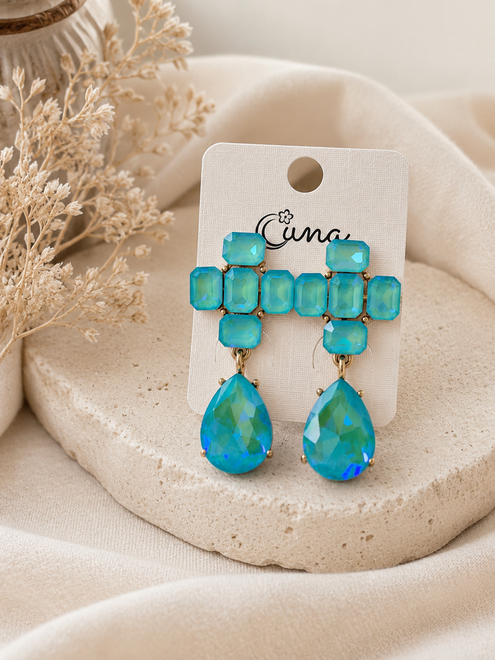 Aqua Aurora Crystal Drop Earrings