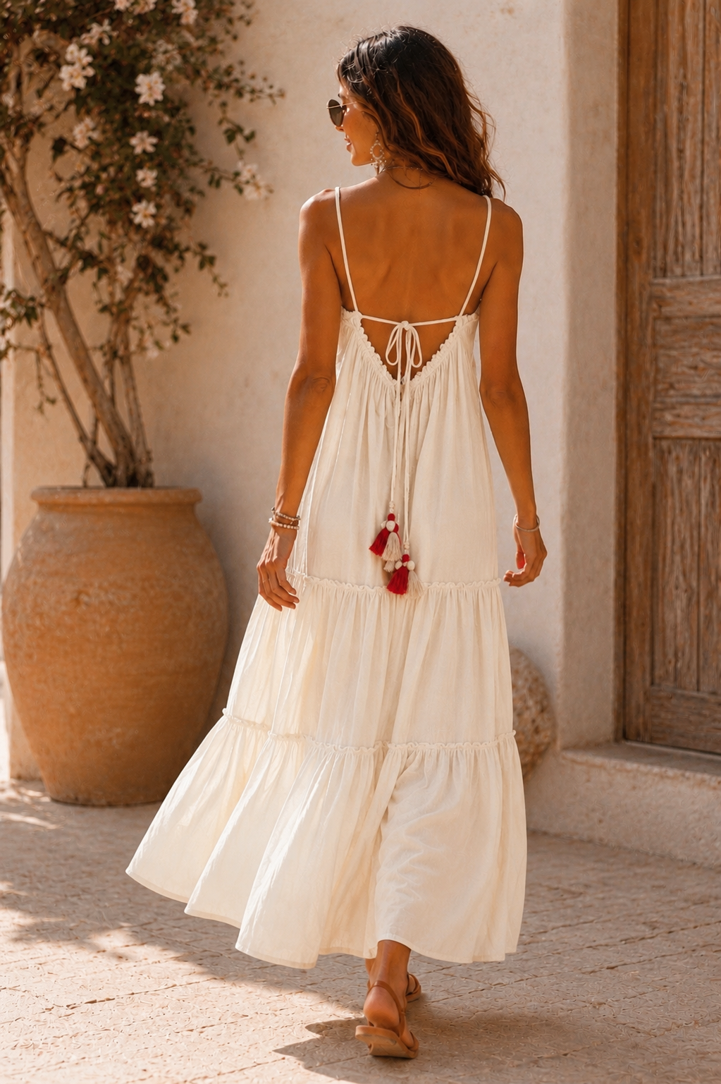 Carmela Embroidered Cotton Maxi Dress Cream