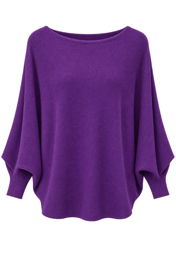 Mila Soft Knit Batwing Jumper Purple