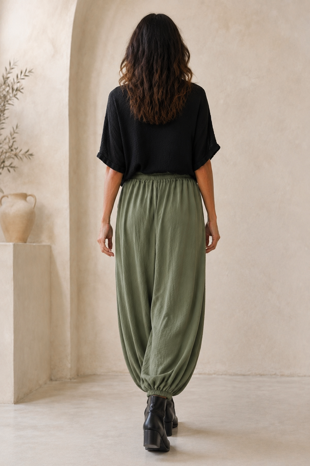 Firenze Balloon Harem Trousers Khaki